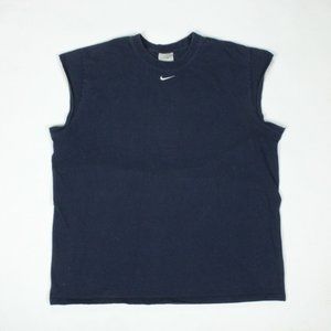 Vintage Nike Tank Top Shirt Mens Blue Embroidered Swoosh Logo Sleeveless Large